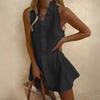 Fashion Women's Spring And Summer Solid Color Scalloped Trim Sleeveless Casual Dress