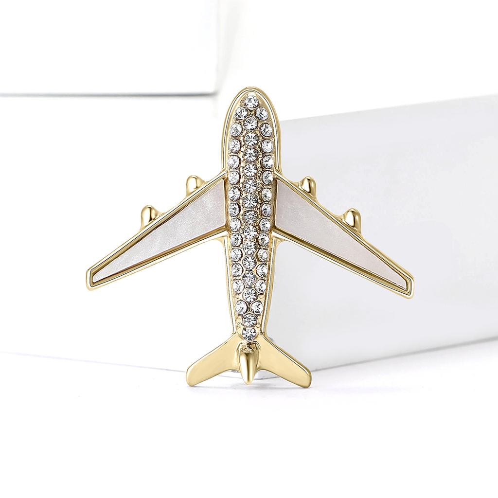 Простая и стильная брошь в виде самолета из сплава со стразами, креативная универсальная брошь для мужского и женского костюма, корсажа, ювелирное украшение