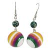 [R3653] - Orange Green 'Coloring' Resin Earrings - 35x20 Mm