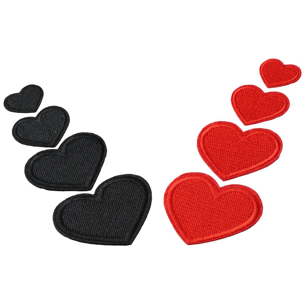 Black Iron On Heart Patches for Clothing Red Embroidered Pattern Patches  Clothing
