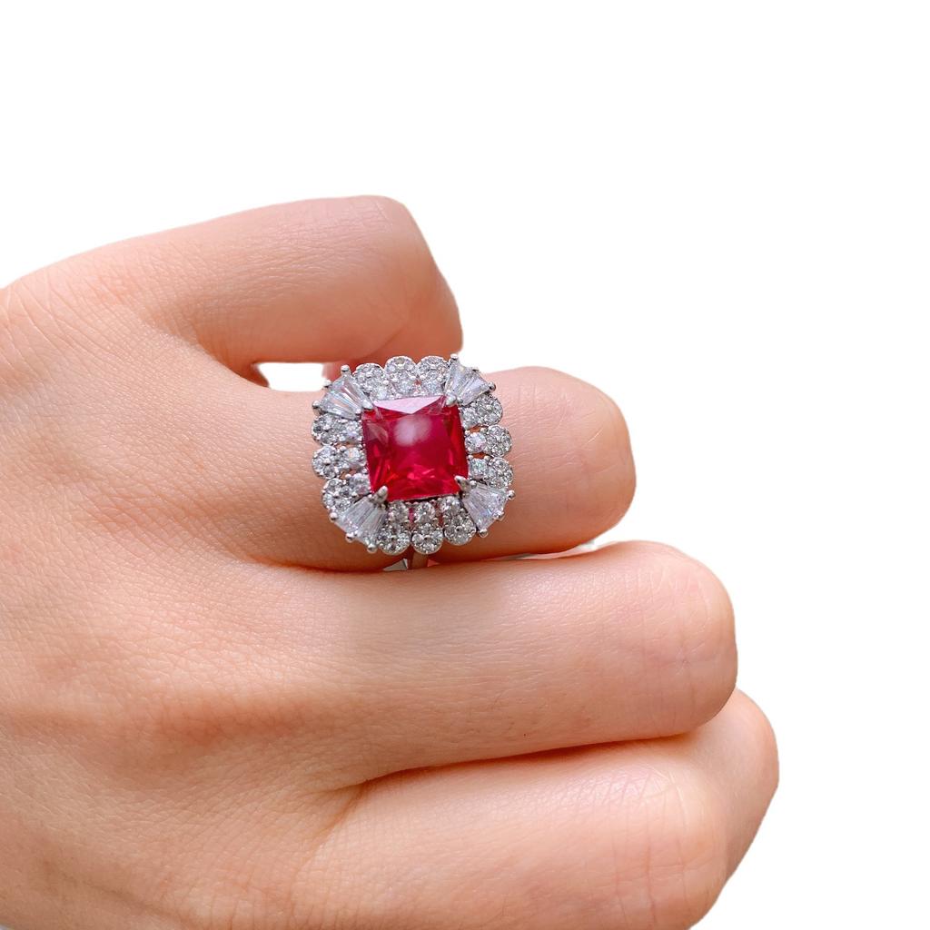 Ювелирные изделия Мода Цвет Сокровище Параиба Кольцо Гальваническое Моделирование Простое Циркон Кольцо Женское