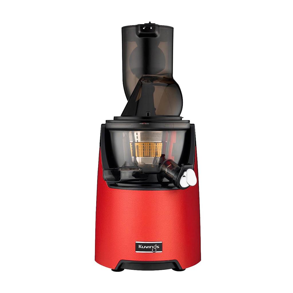 Соковыжималка Kubins Whole Slow Juicer с 82-миллиметровым слотом, в который можно положить все необходимое. Премиальный корпус с отделкой из натуральной кожи EVO-820 (красный)