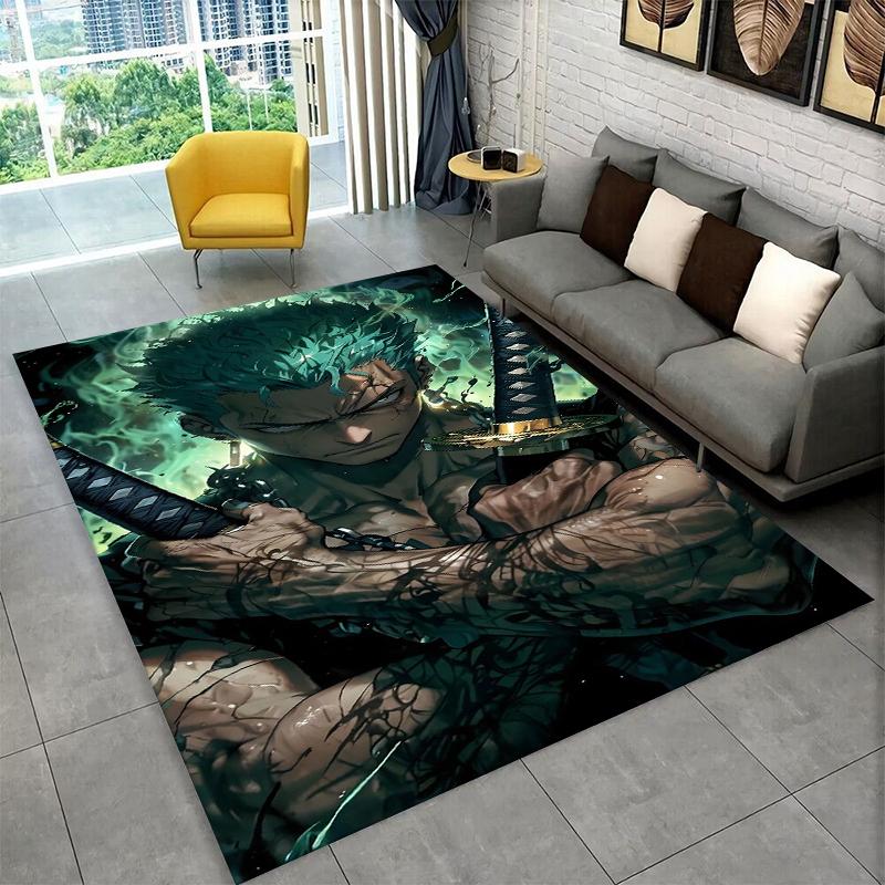 HD Anime One P-Piece Zoro Cartoon Carpet Rug for Home Living Room Bedroom Sofa Doormat Decor,Area Rug Non-slip Floor Mat Gift
