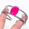 Ruby(Simulated) Gemstone 925 Sterling Silver Cuff Bangle Adjustable