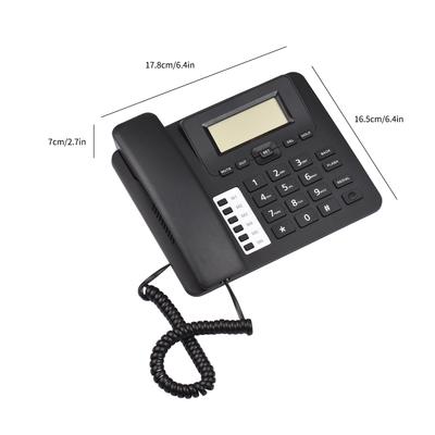 Черный стационарный телефон Настольный стационарный телефон Телефон DTMF FSK Двойная система Поддержка Громкая связь Повторный набор Flash Быстрый набор Звонок