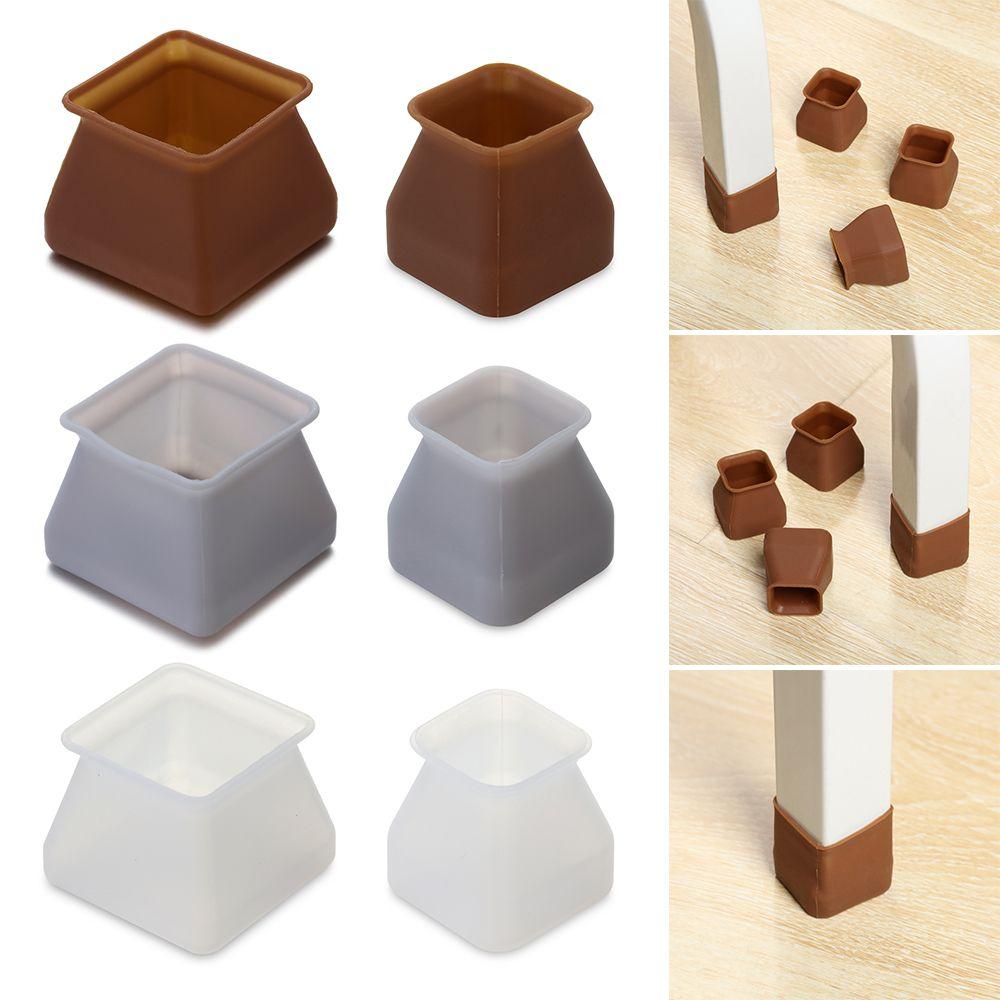 Floor Protectors Brown Color Small Large Square Silicone Table Cover Chair Leg Caps
