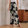 Women's Printed Wide Leg Pants With Pockets High Waist Drawstring Loose Casual Pants