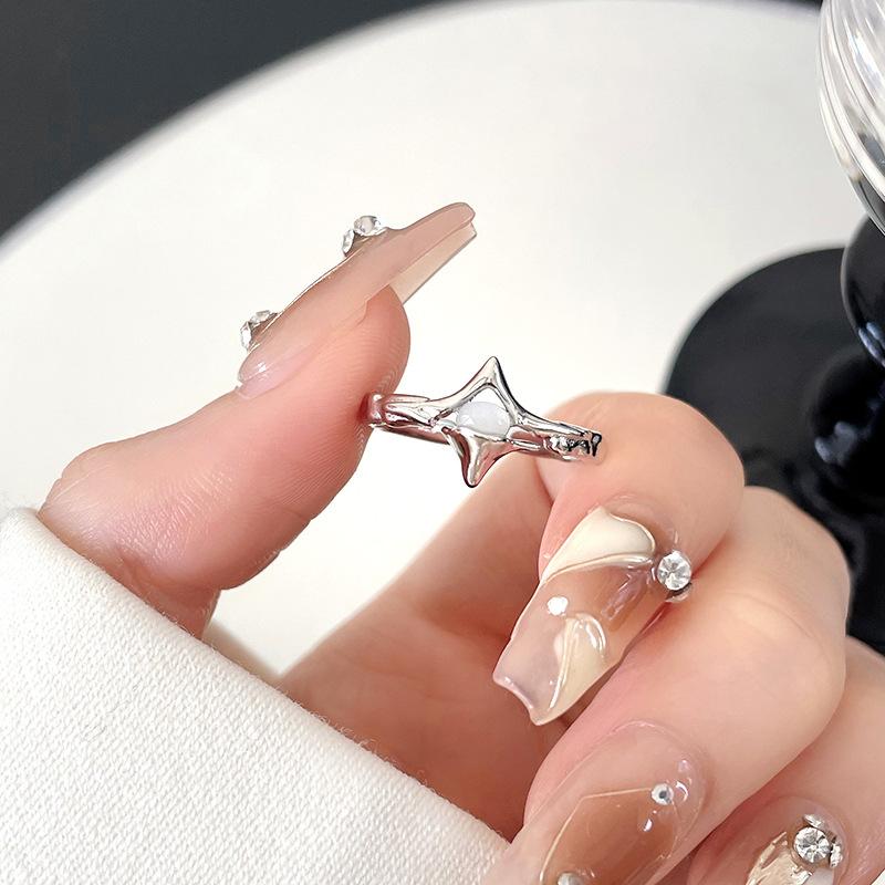 Кольцо-звезда высокого класса, Простое черно-белое кольцо на указательный палец, Парная стыковка, Модные нишевые персонализированные украшения