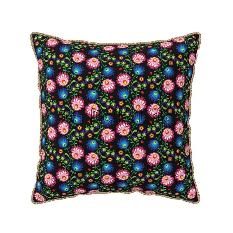 Poland Polish Florals Folk Art Flowers Soft Velvet Throw Pillow Case x Inch Pillow Cover for Home Sofa Couch Bed Car Decor