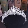 Baroque Luxury Rhinestone Beads Heart Bridal Tiaras Crown Silver Plated Crystal Diadem Crowns Headband Wedding Hair Accessories
