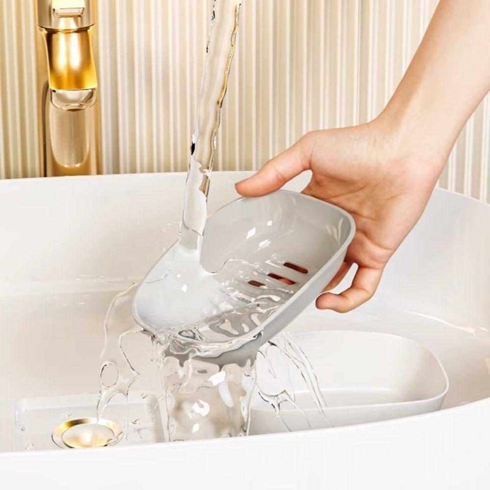 Plastic Soap Box Double-Layer Soap Storage Holder Portable Draining Soap Shelf Home Bathroom