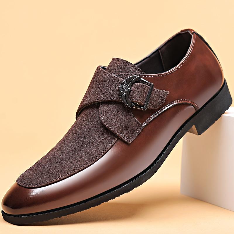 Fashion Casual Business Shoes for Men Point Toe Men Dress Buckle Shoes Luxury Men's Wedding Formal Shoes Derby Party Oxford Footwear