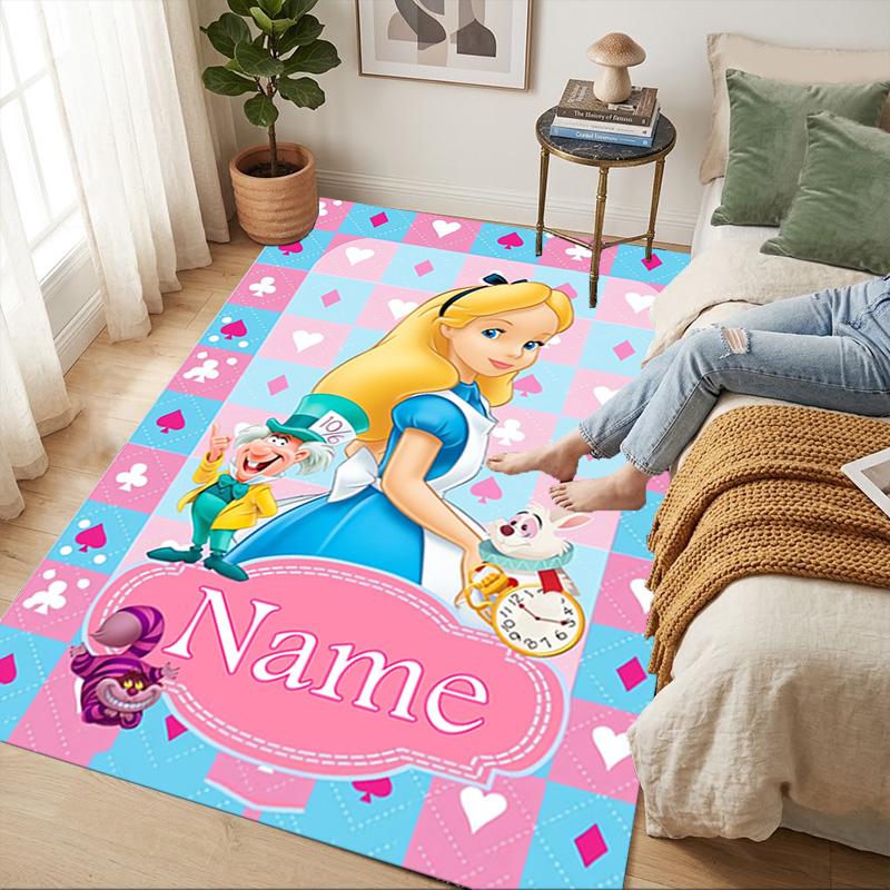 Personalized Name Princesses' Garden Living Room Non-Slip Area Rug Soft Carpet for Bedroom Kids Playroom Sofa,Office Home Decor Doormat