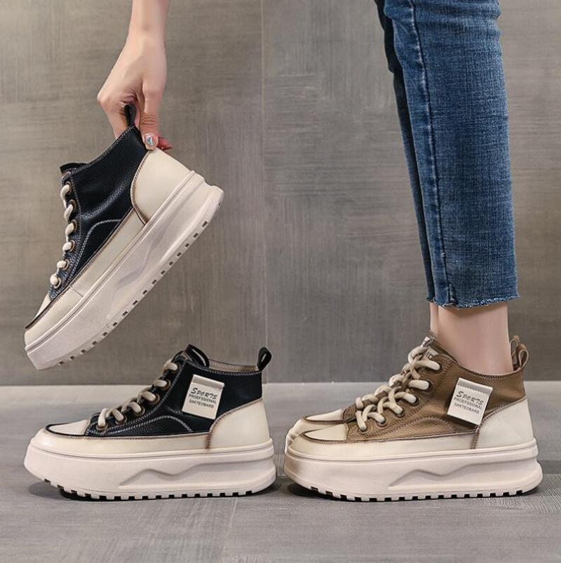 Женская обувь на танкетке с высоким берцем, повседневная обувь, модная женская обувь весна-лето-осень, массивные кроссовки, дышащая, удобная