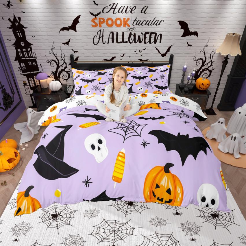 Homewish Готический тематический комплект пододеяльникаНабор чехлов для одеяла на ХэллоуинЧерная Корона Птицы Постельное белье для мальчиков подростков