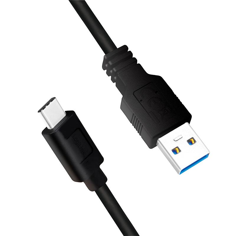 USB 3.2 Gen1 Type-C to USB-A Cable, Black, 2m, Charging and Data Transfer