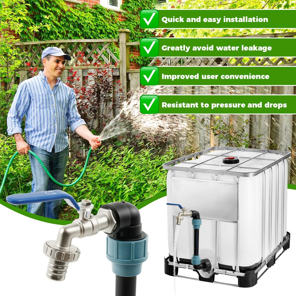 IBC Gooseneck IBC Adapter 3/4 Inch Outlet Tap Tap Stopcock IBC Tank Accessories for Rainwater Tank  Water Barrel IBC Container