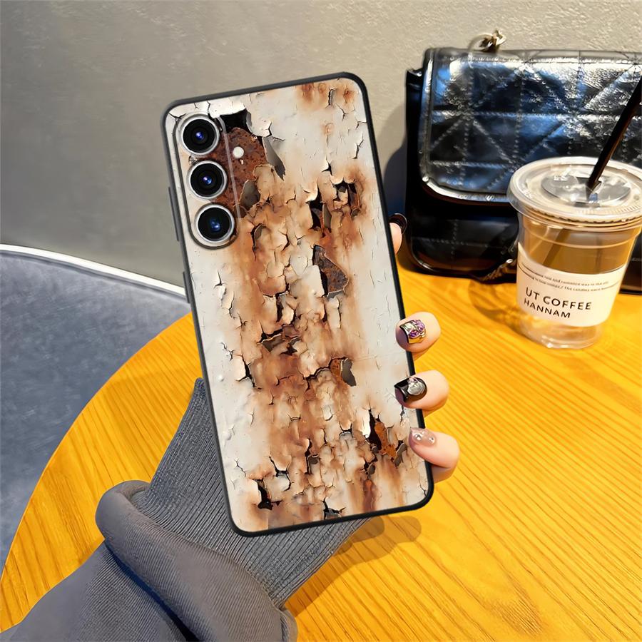 Мягкий чехол-бампер с ретро-дизайном под ржавчину для Samsung Galaxy A12 A13 A54 A71 A16 A21s A51 A52 A14 A15 A72 A73 A24 A31 A22 A23