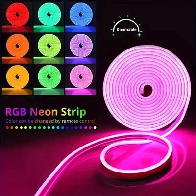 5V USB RGB Неоновая светодиодная лента Синхронизация с музыкой Водонепроницаемый Гибкий светодиодный шнур с 24-клавишным пультом для декора комнаты, стены, кухни, вечеринки