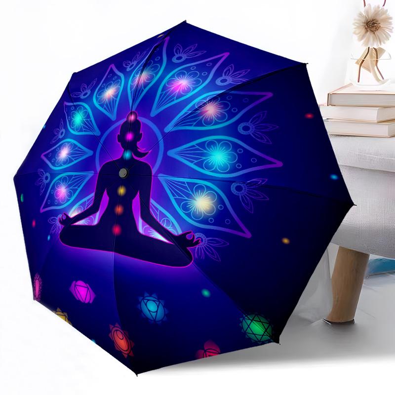Автоматический зонт Meditate Прочный стержень с 8 ребрами Компактный дизайн для использования на улице и в повседневной жизни Зонт с ярким рисунком