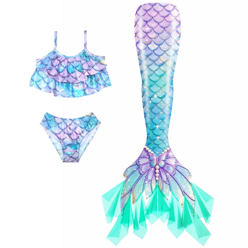 Strict selection of girls mermaid swimsuit three-piece mermaid tail bikini swimsuit split swimsuit cross-border explosion