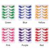 5Pairs Masquerade Fox Cat Eye Eyelashes Dramatic Look Eyelash Extension Green Blue Colored Lashes