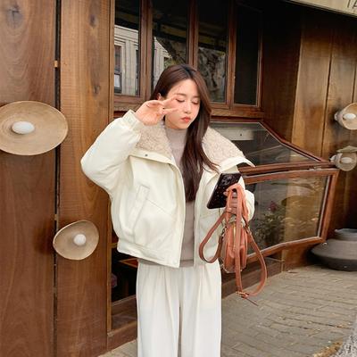 2025 новая универсальная одежда из овчины с хлопковой подкладкой женская короткая одежда из овечьей шерсти с хлопковой подкладкой зимняя куртка с лацканами