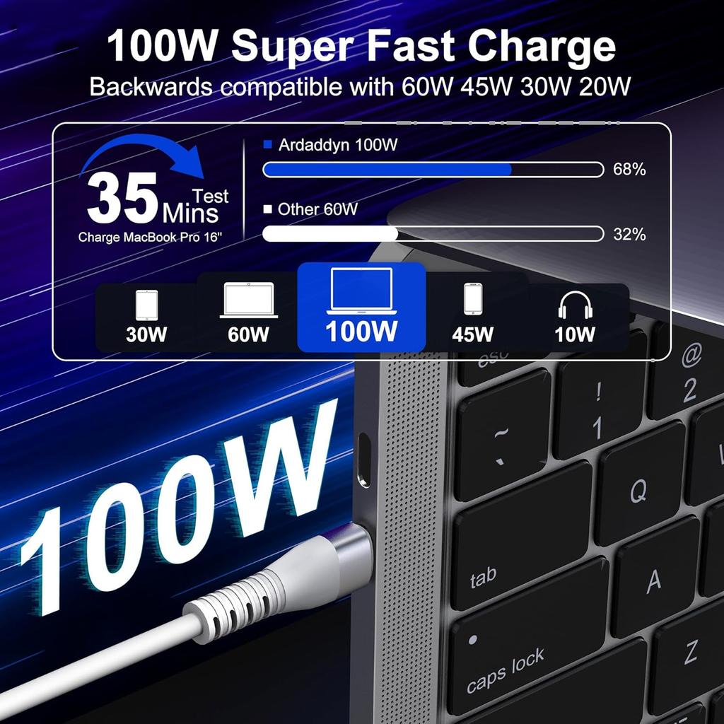 Улучшенный мульти-зарядный кабель 4 в 2 для зарядки Apple Watch, 100 Вт выдвижной кабель быстрой зарядки для iPhone, iPad, iWatch, Совместим с