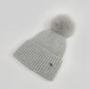 MAIA Fox Fur Pom Pom Beanie Hat - Grey