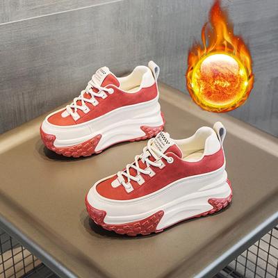 Модная женская вулканизированная обувь 7 см для осени и зимы с внутренними танкетками и повседневными массивными кроссовками «папины»