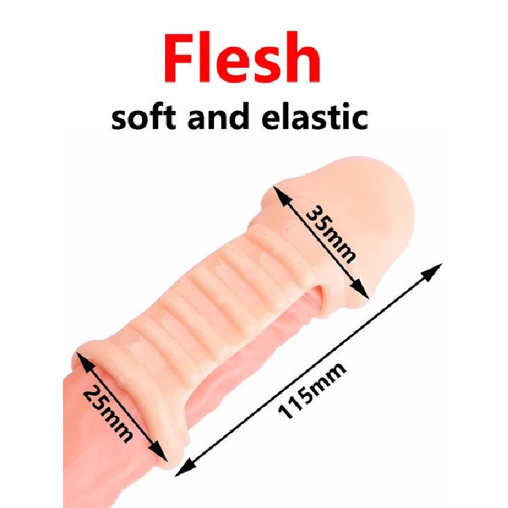 Realistic Penis Extender Cock Sleeve Reusable Condom Silicone Penis Delay Ejaculation Dick Enlargement Extension Man Sex Toys 18