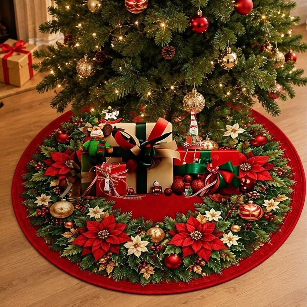 Large Size Christmas Tree Mat Round Xmas Tree Foot Cover Snowman Christmas Tree Skirts Indoor