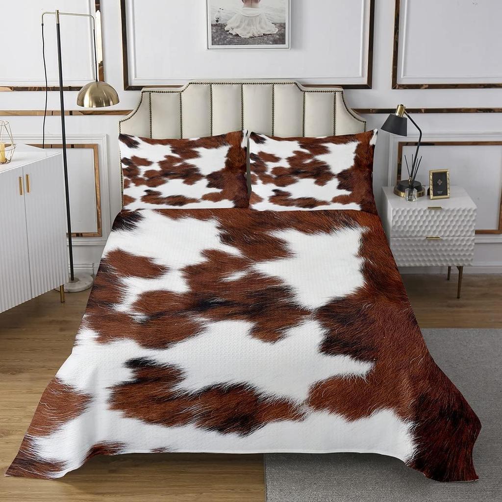 Комплект покрывала из коровьей шкуры Ферма Животное Мех Покрывало Квин/Двуспальный для Спальни Мальчика Девочки 2/3 шт. Западный Рустикальный Ковбой Фермерский Дом Комплект Лоскутного Одеяла