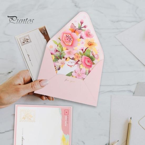 3D вылетающая поздравительная открытка с несколькими красочными цветочными декорами, поздравительная открытка с конвертом, акварельная живопись, рождественский, новогодний подарок