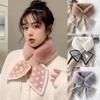 2022 Winter Faux Fur Scarf Women Scarves Wool Stitching Faux Rabbit Fur Cross Plush Snood Fur Collar Cute Girl Scarfs for Ladies Keep Warm