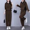 Large Casual Hooded Fashion Set Autumn New Item Thick Corduroy Large Size Flesh Covering Slimming and Casual Two-piece Set