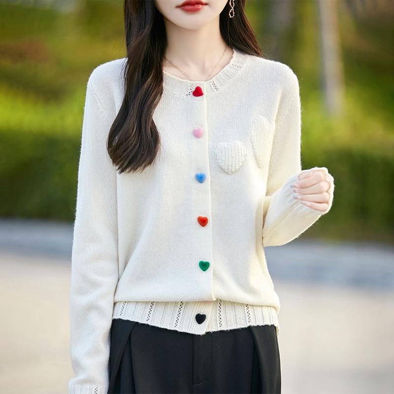 Женский кашемировый свитер Qinghe Cashmere 30% кашемир 70% шерсть Осень и зима Кашемировый кардиган Мягкий и теплый