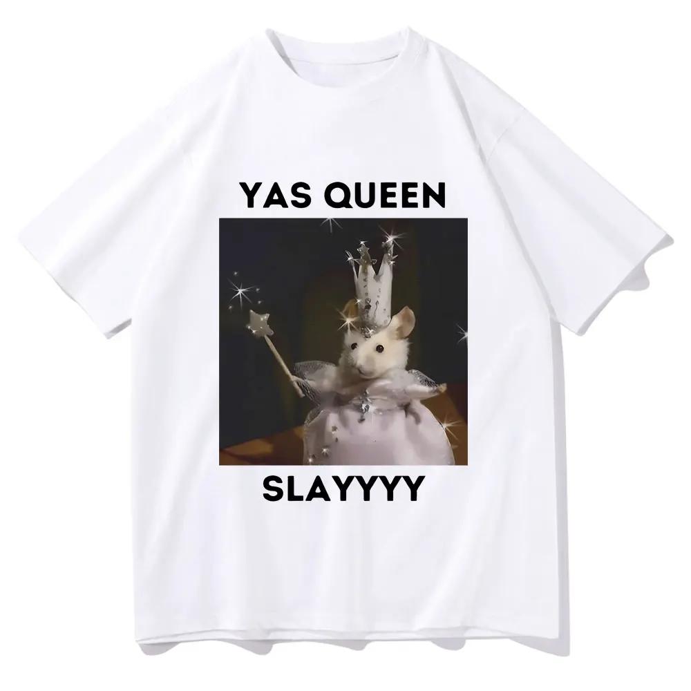 Short Sleeved Round Neck Y2k Tshirt Men Clothing New in Top Tees Mens TShirt Camisetas Funny Yas Queen Slayyyy Rat Graphic
