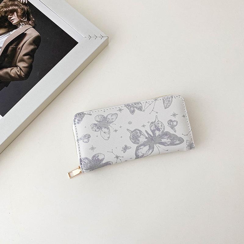 Кошелек с принтом корейской бабочки 2024 года: Стильный, простой клатч с одной молнией
