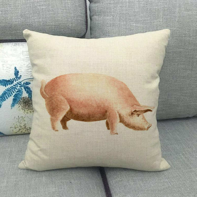Animal Color Oil Painting Patterns Digital Printing Short Plush Pillow Covers For Car Sofa Office Cushion Cover Home Goods