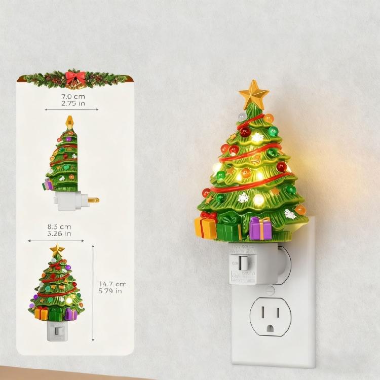 Светодиодный ornament для рождественской елки 110 В Миниатюрное смоляное праздничное дерево Ночник Для детской комнаты Спальни В помещении и на улице