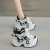 Fashion Fashion 8CM High Platform Sneakers Women Thick Sole Non Slip Sports Dad Shoes Woman Korea PU Leather Chunky Sneakers 2024 Spring