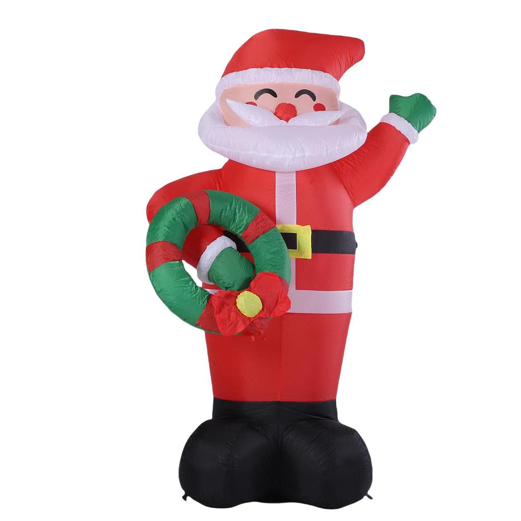 Inflatable Santa 5.9ft Water Proof Blow Up Santa Holding A Wreath with LED Lights for Xmas Yard Decoration US Plug
