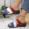 Fashion 2025 Summer Open Toe Women's Slippers Fashion Belt Buckle Outdoor Plus Size Casual New Color Matching Best Seller Wedge Slippers