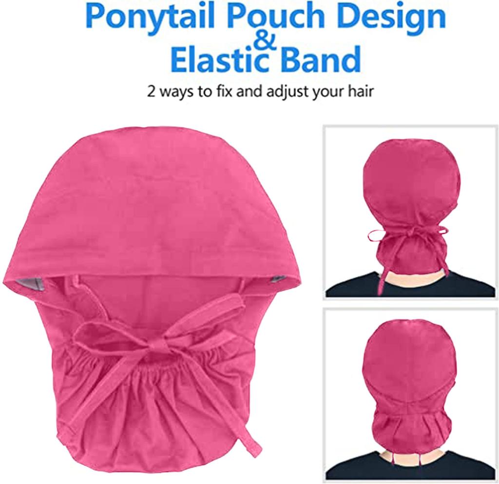 Unisex Cotton Printed Operating Room Hat Doctor Solid Color Button Nurse Hat Beautician Dustproof Gourd Hat