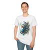 Peacock Bone Mask Gothic Bird Watercolor Regal Tail Unisex Softstyle T-Shirt
