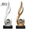 Minimalist Decorative Statue for Entryway Abstract Sculpture with Clear Crystal Ball, Modern Flowing Curve Tabletop Decor Luxury Home Office