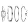 Bangle Bracelet 4 Piece Watch Roman Analog Quartz Fashion Silver Present Women's Set Cute, Waterproof, Alphabet, Display, Watch, Watch, - Birthday,