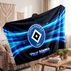 Hamburger SV Personalized Fleece Blanket With Football Logo, Custom Name Text Soft Warm Home Throw Blanket