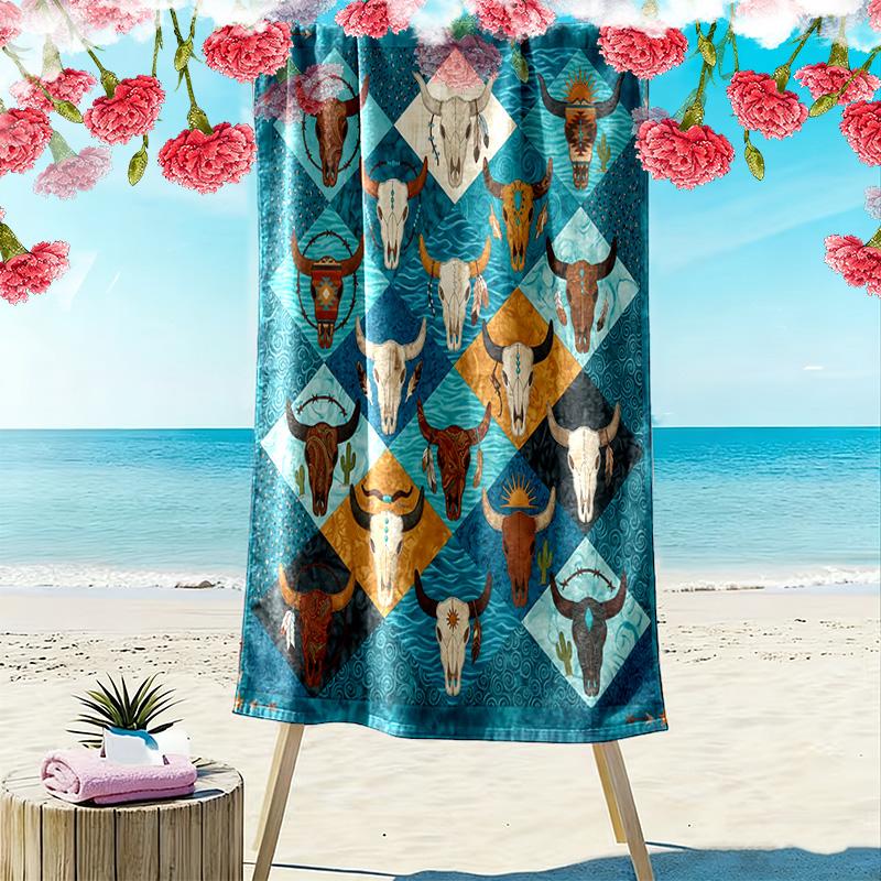 Cultural Puzzle Print Beach Towel, Large Soft Quick Dry Towel for Beach Camping Swimming